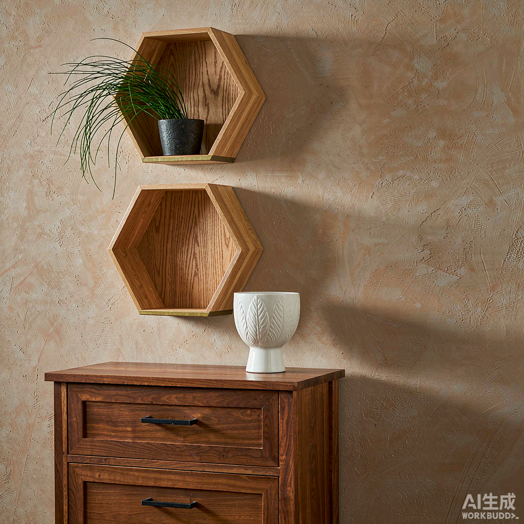 Hexagon wall shelf set of three